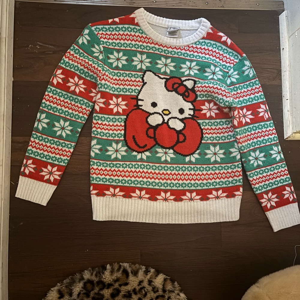 Hello Kitty Holiday Sweater - Red, Green, and White